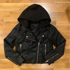 Women’s Blank NYC Faux Leather Hooded Bomber Jacket